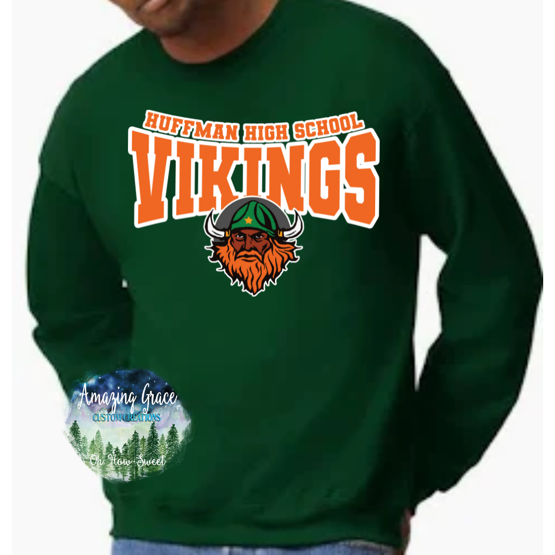 Green HHS Vikings Mascot Sweatshirt