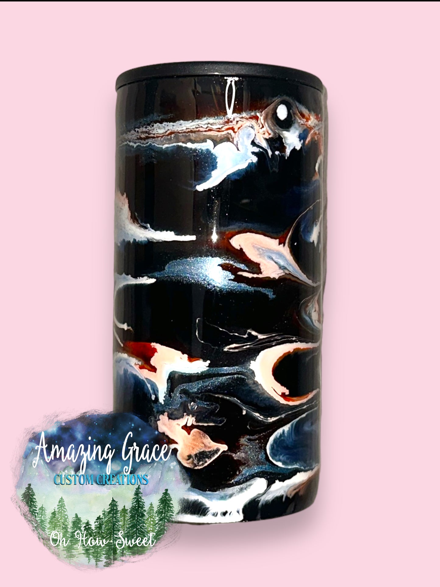 RTS - Orange & Blue Swirl 12oz Slim Kewlzie