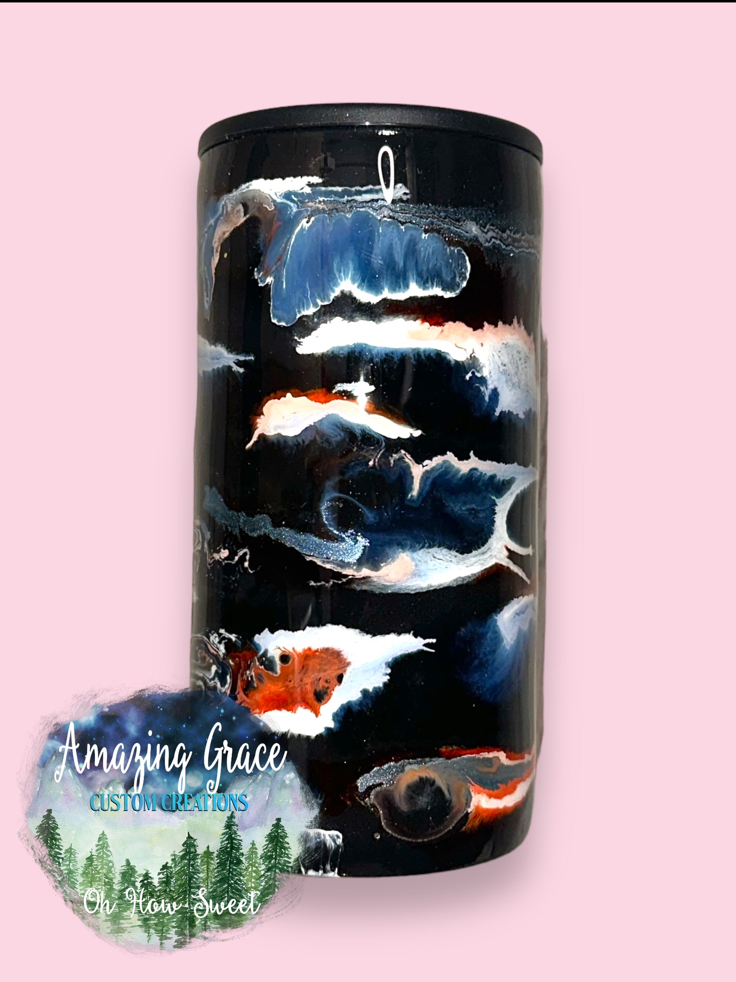 RTS - Orange & Blue Swirl 12oz Slim Kewlzie