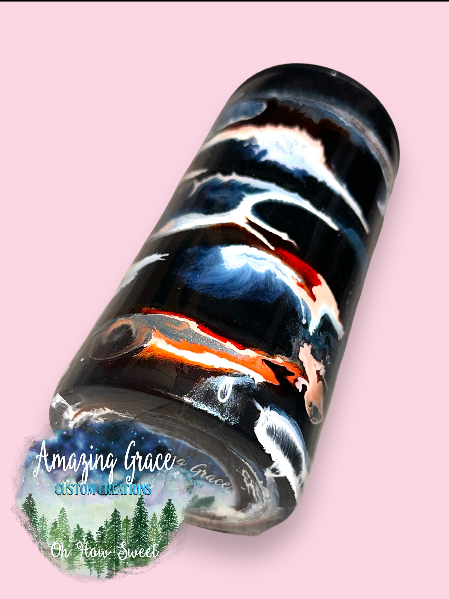 RTS - Orange & Blue Swirl 12oz Slim Kewlzie