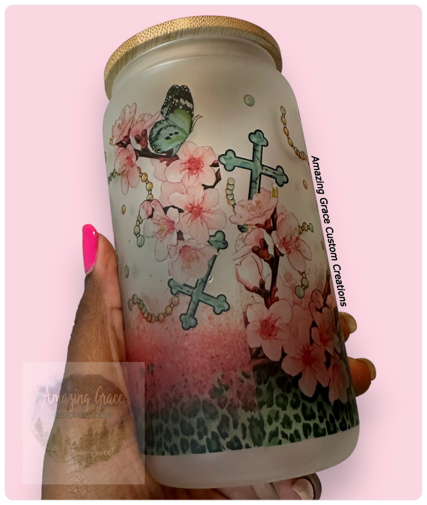 HOPE Psalm 42:5 - 16oz Glass Tumbler with Bamboo Lid