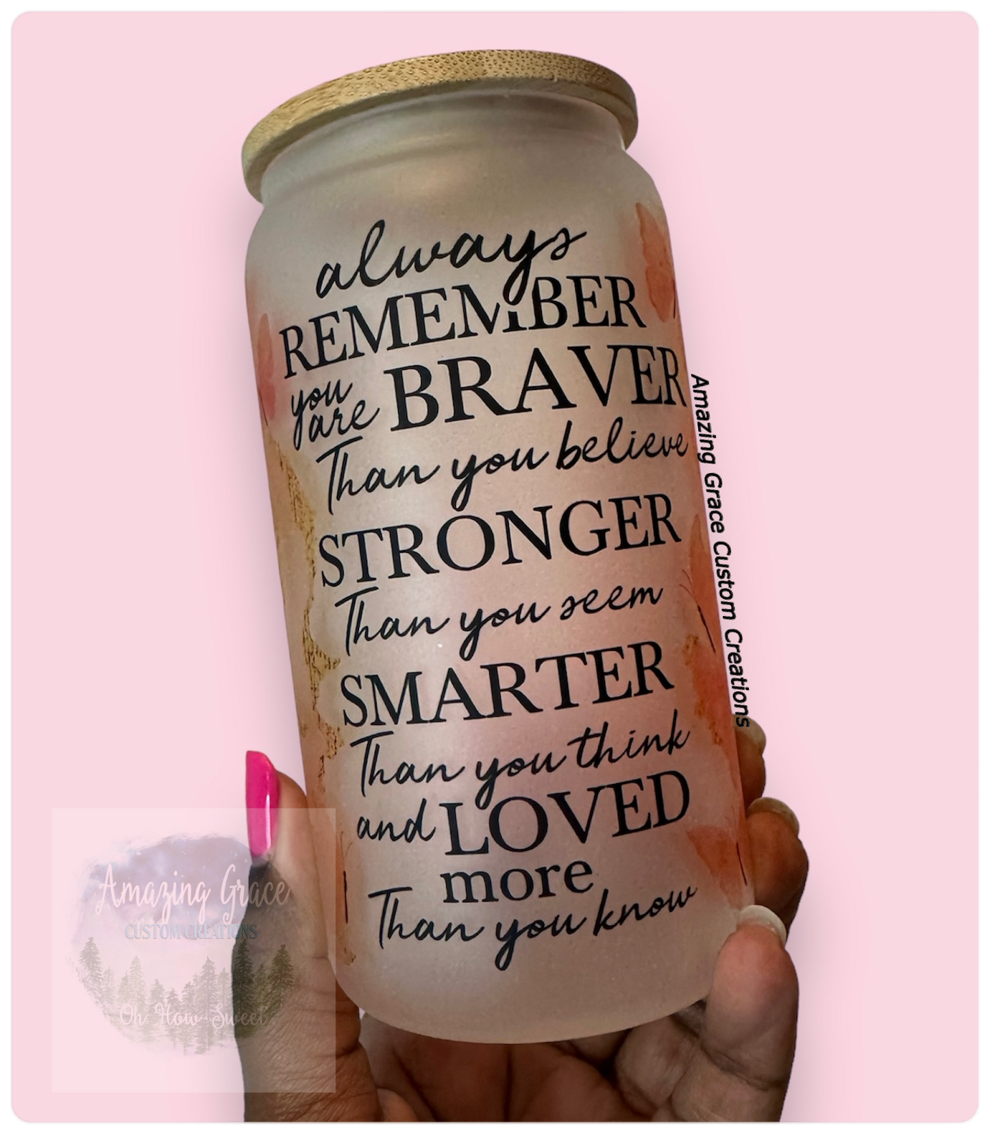 Always Remember - 16oz Glass Tumbler with Bamboo Lid