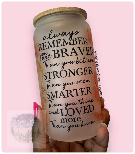 Always Remember - 16oz Glass Tumbler with Bamboo Lid