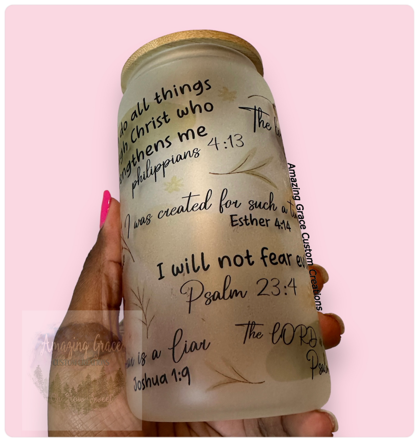 Bible Affirmations 2.0 - 16oz Glass Tumbler with Bamboo Lid