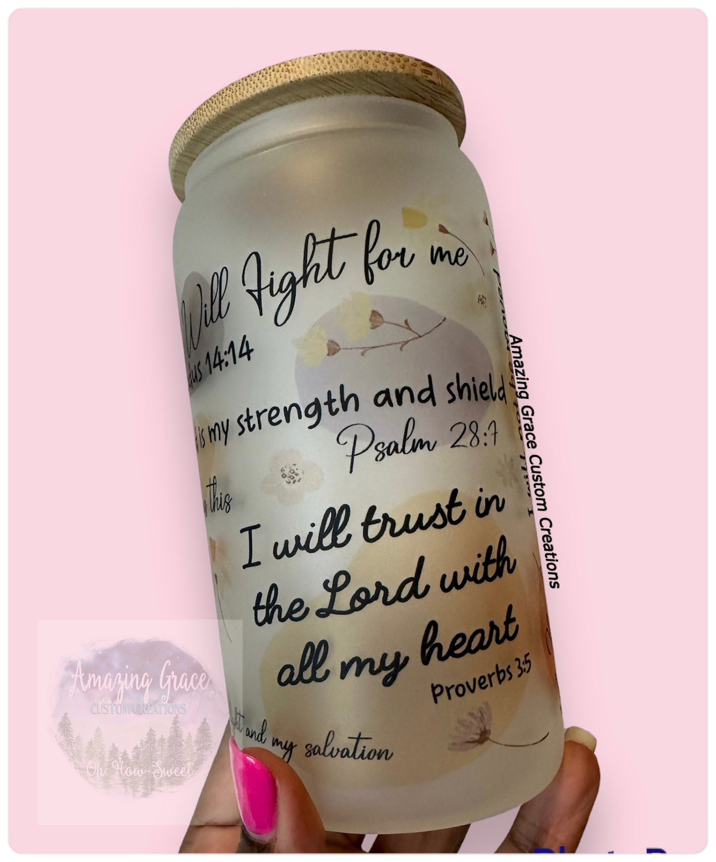 Bible Affirmations 2.0 - 16oz Glass Tumbler with Bamboo Lid