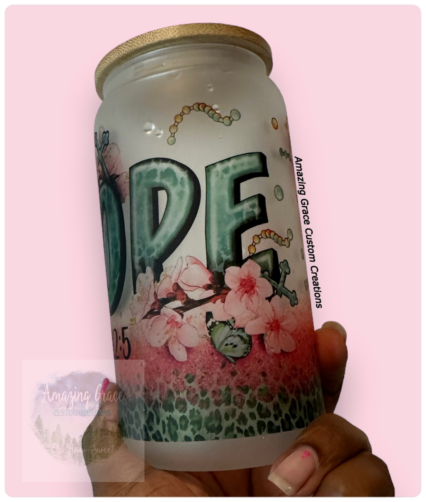 HOPE Psalm 42:5 - 16oz Glass Tumbler with Bamboo Lid