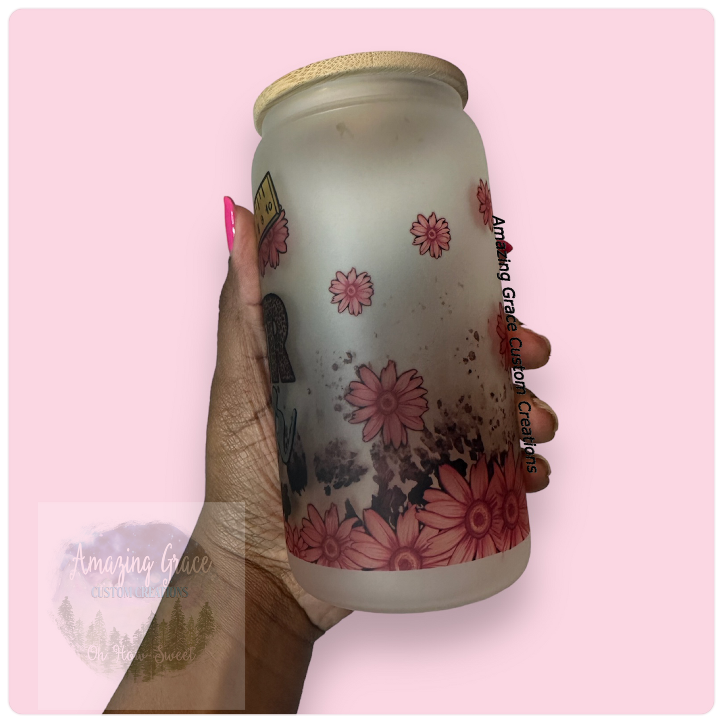 Best Teacher Ever - 16oz Glass Tumbler with Bamboo Lid