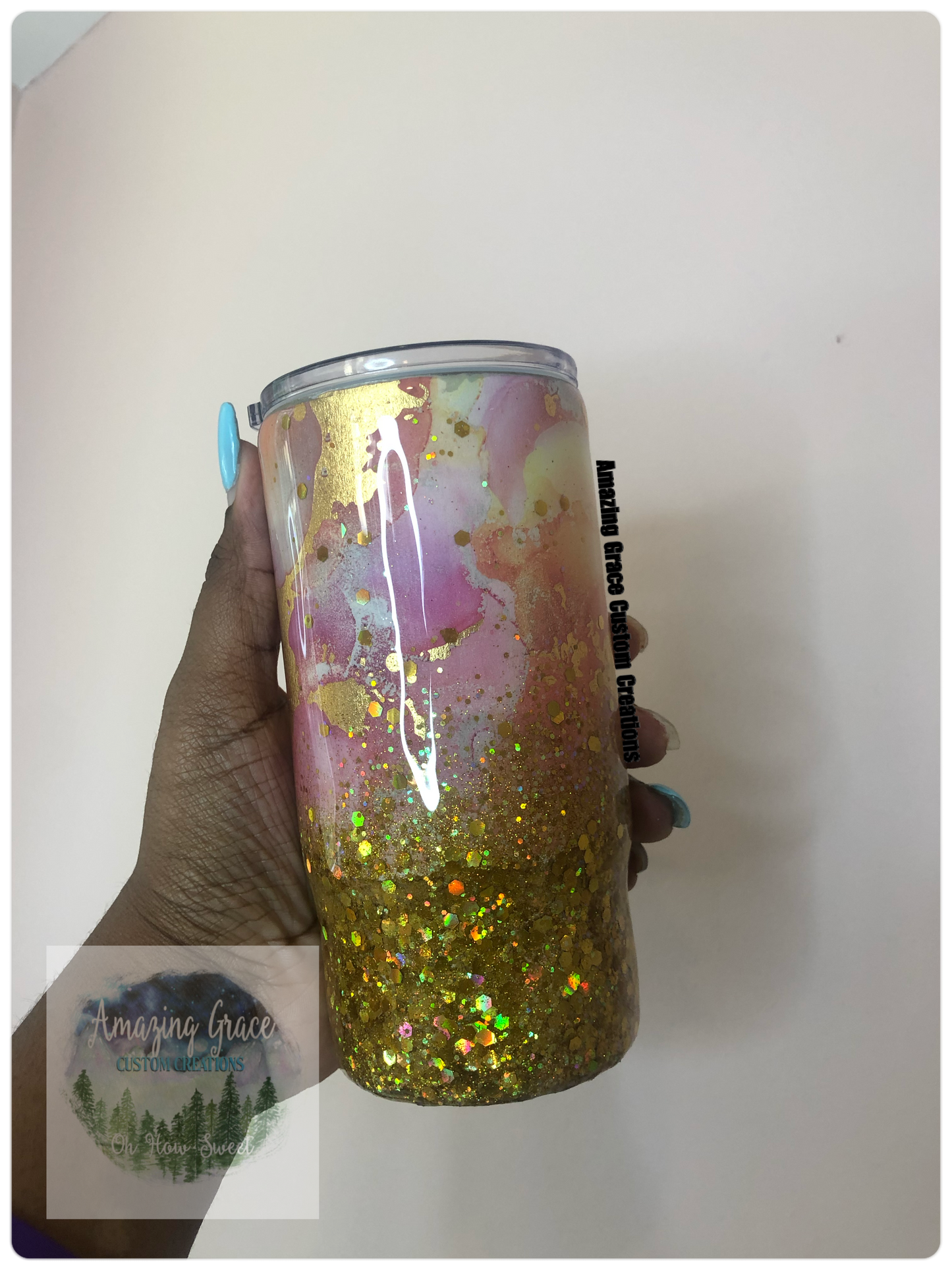 RTS - Pink with Gold Ombre 16oz Junior