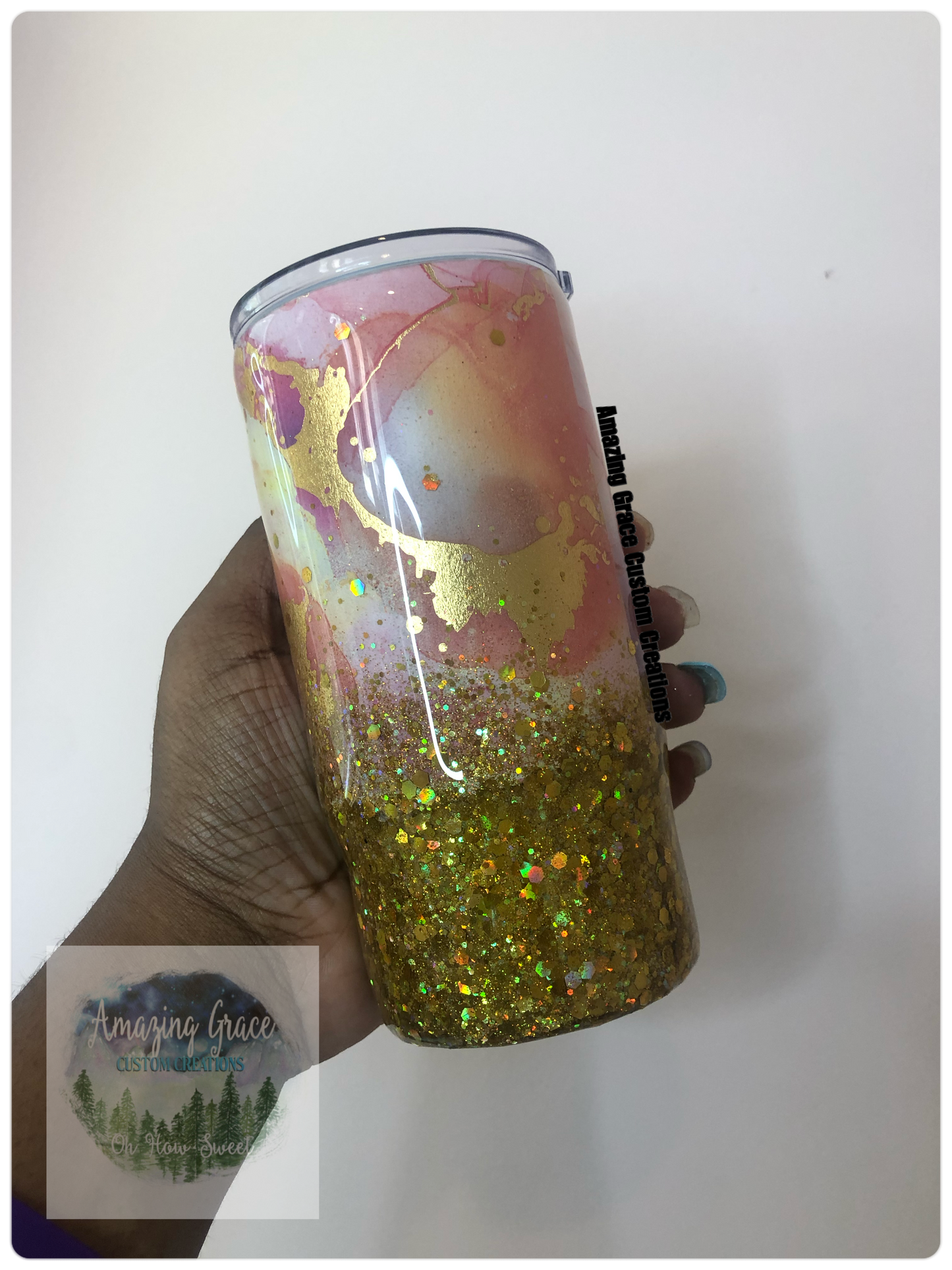 RTS - Pink with Gold Ombre 16oz Junior