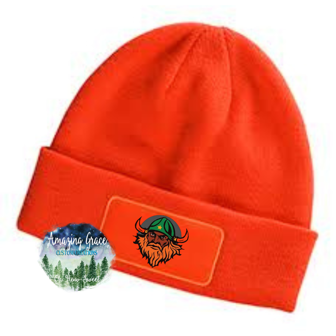 Neon Orange Patch Beanie