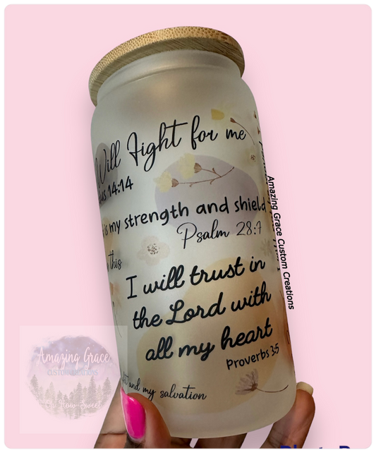 Bible Affirmations 2.0 - 16oz Glass Tumbler with Bamboo Lid