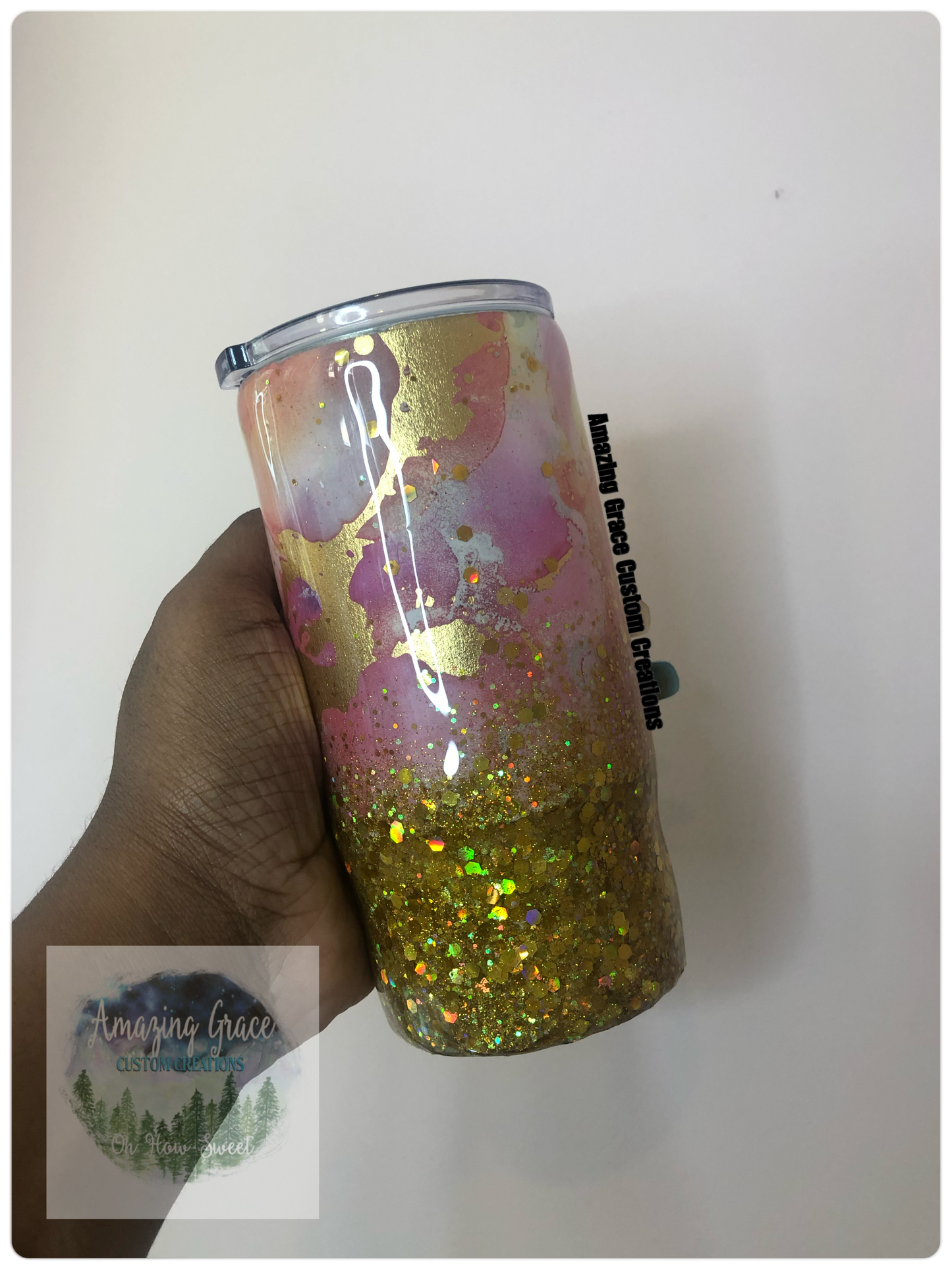 RTS - Pink with Gold Ombre 16oz Junior